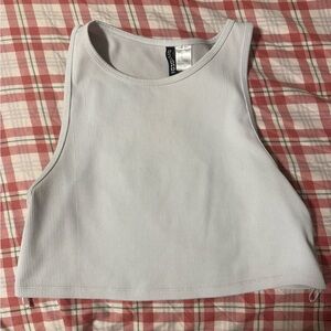 Divided White Ribbed Tank Top